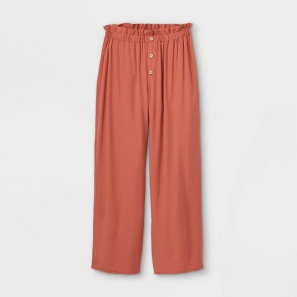 Girls' Button-Front Paperbag Straight Pant